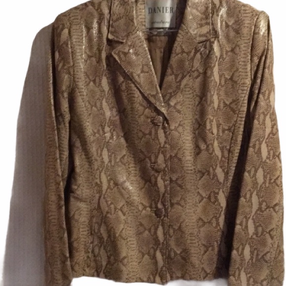 DANIER COUTURE SNAKE EMBOSSED LEATHER BLAZER Sz M - Picture 1 of 8